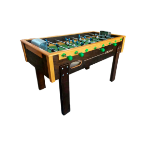 Detalle del taca taca profesional mostrando la cancha y los jugadores de aluminio.