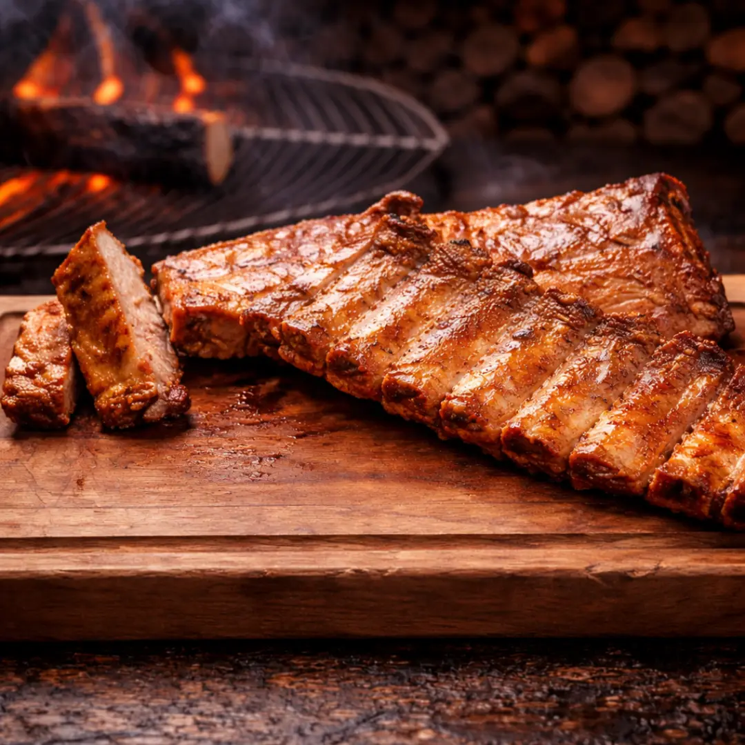 costillas baby back ribs a la parrilla con salsa bbq
