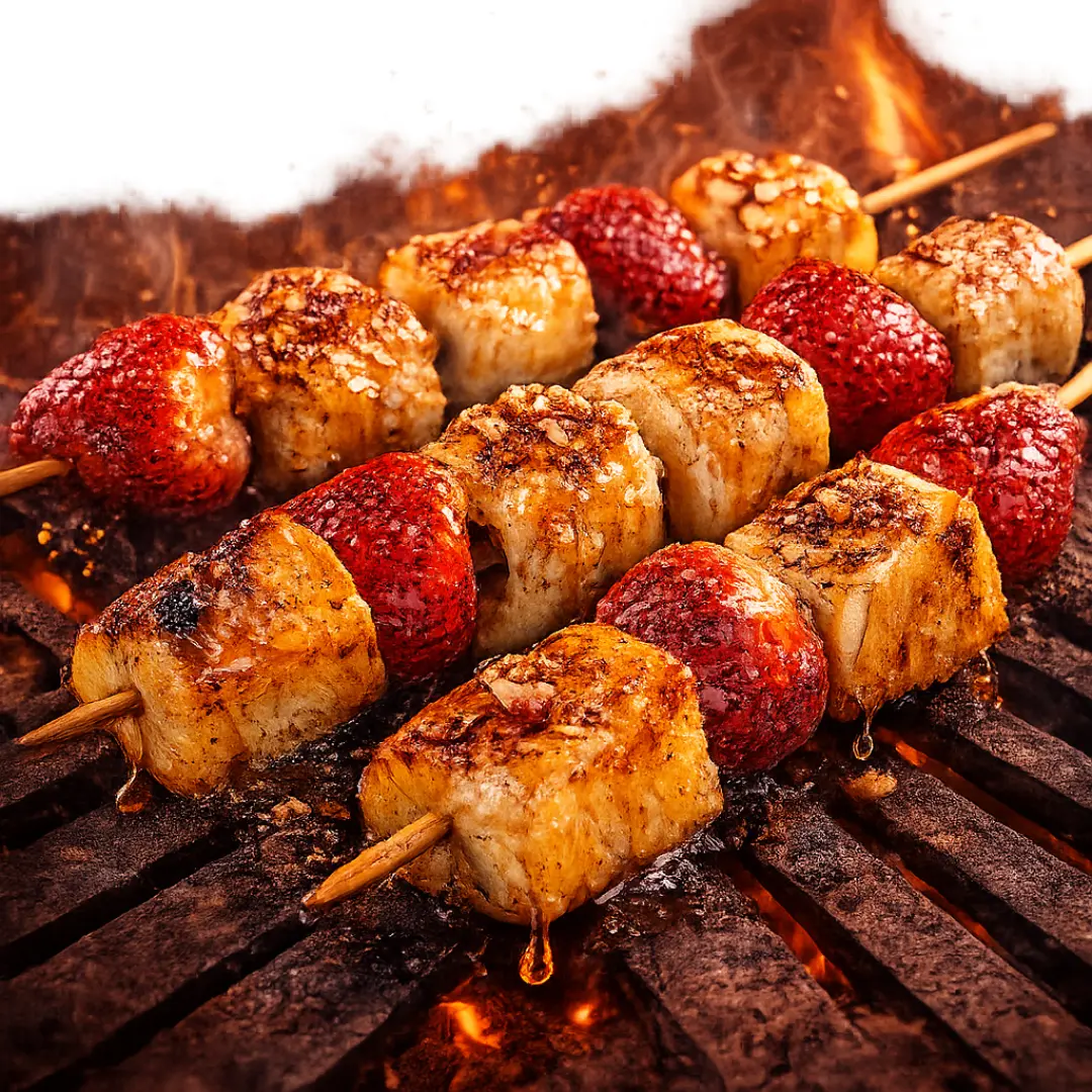brochetas de fruta a la parrilla postre saludable para asados en Santiago