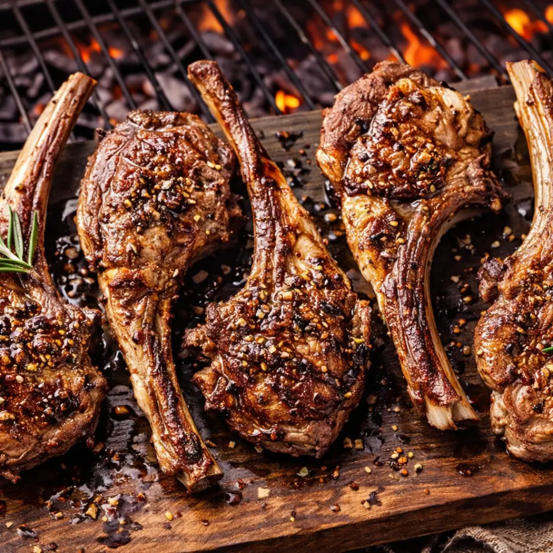 garrones de cordero a la parrilla cocidos al fuego