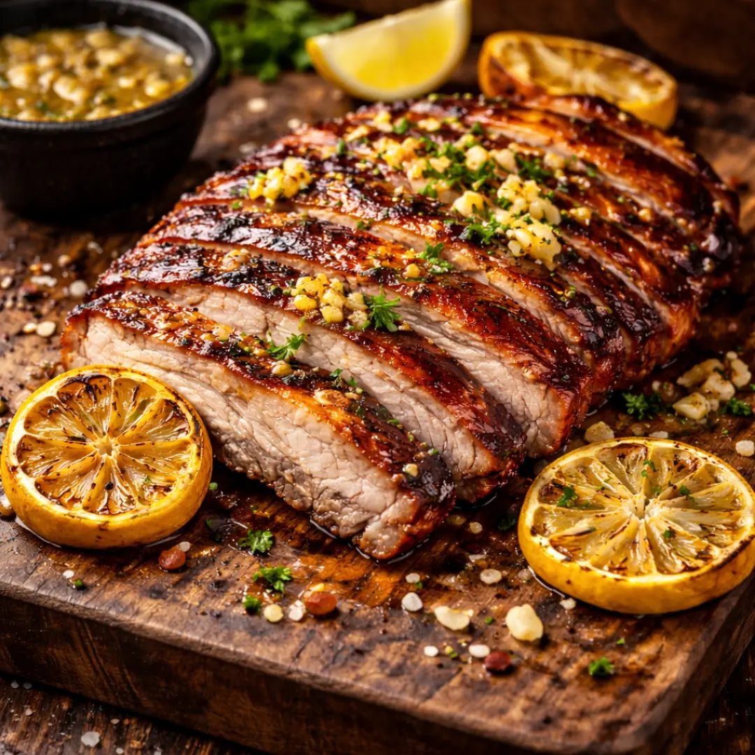 Malaya a la parrilla dorada con limón y especias