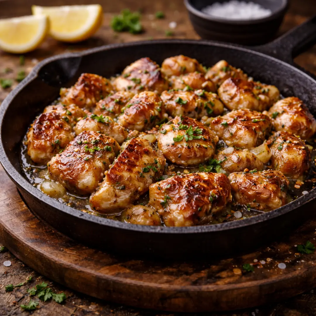 Mollejas doradas a la parrilla con limón y ajo