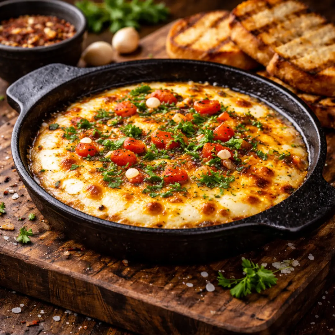 Queso provoleta fundido a la parrilla con hierbas
