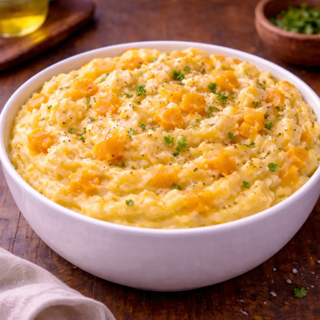 Puré rústico de papas cremoso con textura casera para acompañar carnes