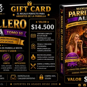 Gift Card digital Tomo 6 Embutidos, Hamburguesas, Lomito y Anticuchos del Manual del Parrillero Alfa de Asados y Punto.