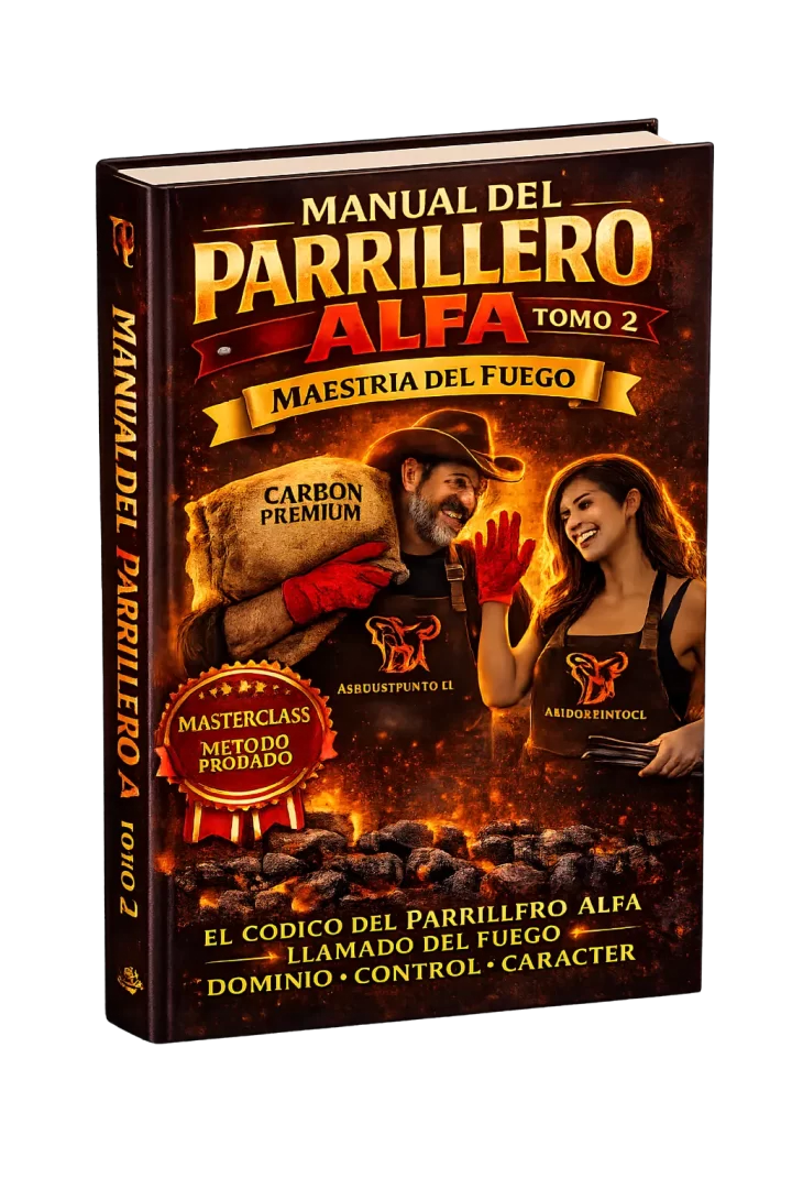 Libro de técnicas avanzadas de fuego, carbón y control de temperatura para parrillas y asados.