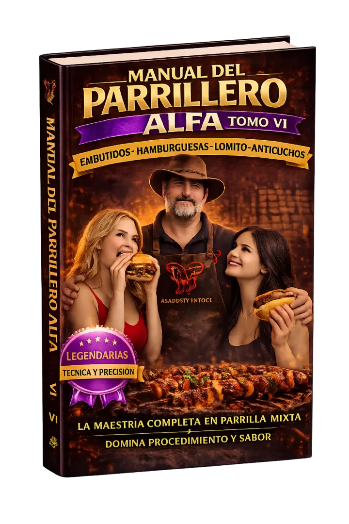 Libro especializado en hamburguesas artesanales, embutidos, lomitos y anticuchos a la parrilla.